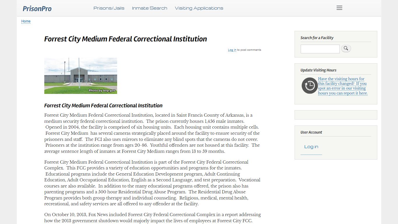 Forrest City Medium Federal Correctional Institution - PrisonPro