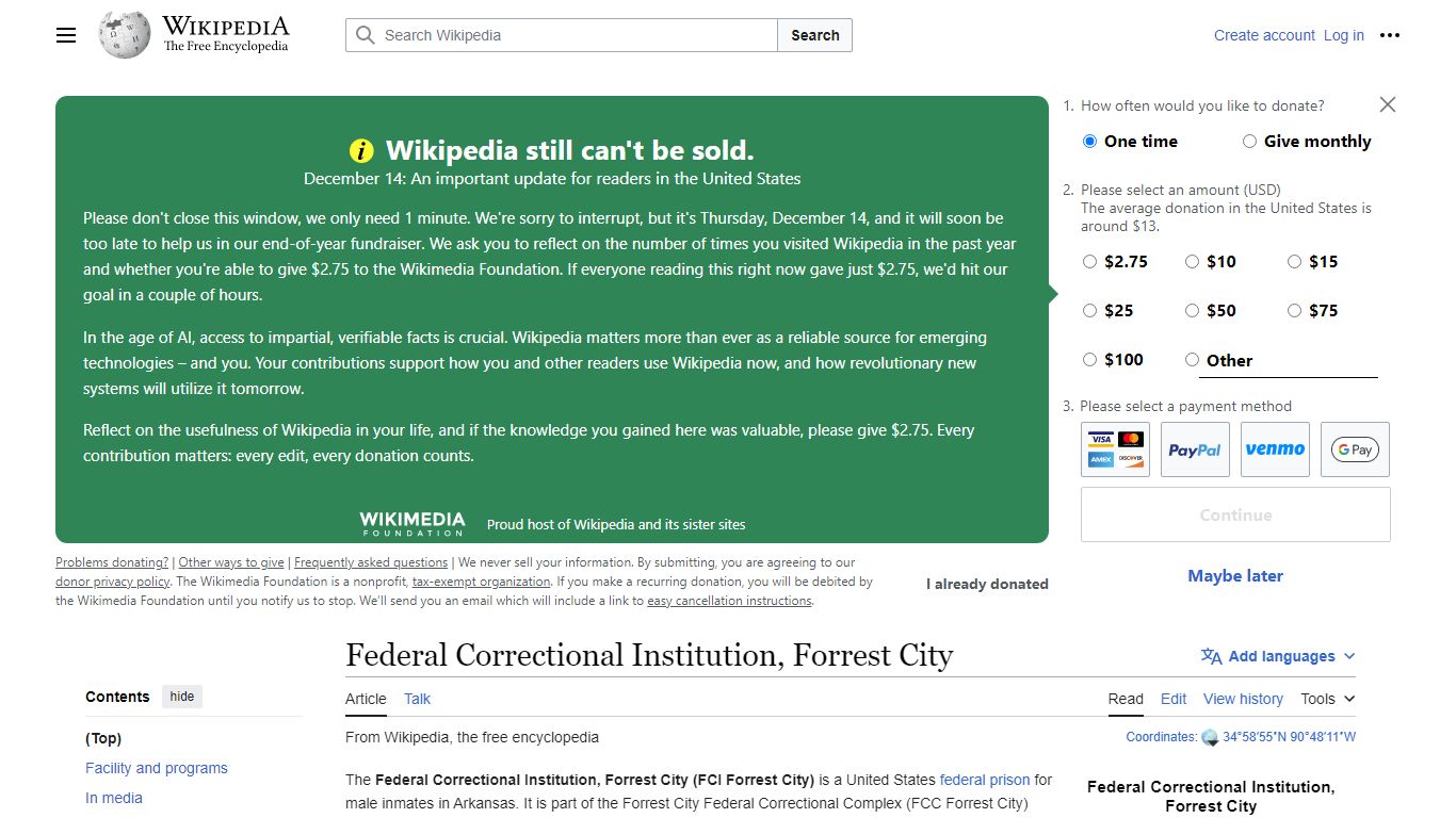 Federal Correctional Institution, Forrest City - Wikipedia